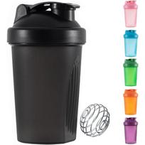 400 ml baltymų plakiklis su metaliniu maišymo kamuoliuku, be BPA, nepralaidus, tinkamas plauti indaplovėje, miltelių kokteiliams maišyti 400ML violetinė