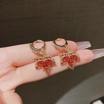 Fashion Green Crystal Leaf Drop Earrings for Women Korea Elegant Temperament Zircon Earrings Wedding Jewelry Party raudona