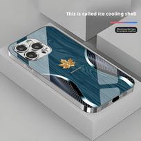 Auksinis klevo lapas medžio rašto kreivės rašto telefono dėklas, skirtas iPhone 17 16 15 14 13 12 11 Pro Max Plus 16E 17 Air Grūdinto stiklo dangtelis iPhone Air gray