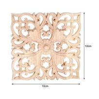 1pc Square Carved Unpainted Wood Ornamental Applique Mouldings Onlay Decal Hollow Flower Cabinet Furniture Decor