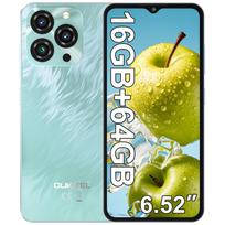 OUKITEL C3 Mobilusis telefonas atrakintas 2025-16GB RAM+64GB/TF 1 TB ROM Išmanusis telefonas, 5000 mAh baterija, 6,52'' vandens lašo ekranas, 13 MP+5 MP kamera mėlyna
