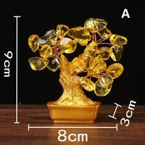 19cm 14cm subtilus geltono kristalo pinigų medžio papuošalas namams, biurui, parduotuvei, Feng Shui meno dekoracija, stalo dekoras, laimės ir turto medis A