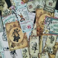 Alice Rabbit Theme Retro Junk Journal Sticker Pack gray