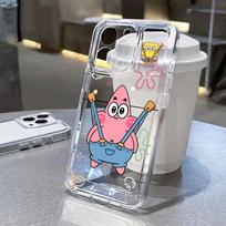 Mielas SpongeBobs telefonų dėklas iPhone 17e 17 16 16e 15 14 13 12 11 Mini Pro Max X XR XSMax 7 8 Air Plus skaidrus galinis dangtelis iPhone 15 Plus