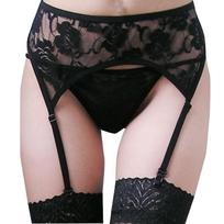 Women Sexy Lace Thigh-Highs Garter Non- Adjustable Garter Belt One Size juoda