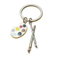 Palette & Paintbrush Keychain Pendant Creative Art Theme Keychain Portable Keychain Charm for Bag Backpack Students Teachers sidabras