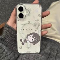 Lazy Girl Cartoon Acrylic Phone Case for Apple 11, 12, 13Pro, 14, 15, 16, 17ProMax Apple 14 Pro