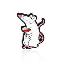 Whimsical White Mouse Brooch: Piano, Flowers, Apples & Wine