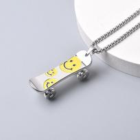 Stainless Steel Skateboard Pendant Necklace 70cm Chain Hip Hop Style Skateboard Charm Jewelry for Men and Women one size balta