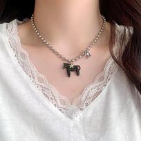 Silver Beads Chain Chokers Zinc Zinc Alloy Zodiac Animal Necklaces  Jewelry Gift juoda