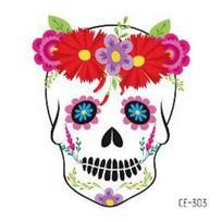 Waterproof Halloween Skull Face Tattoos - Kids' Prank Party Stickers. 60x60mm