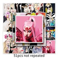 51-Piece Lady Gaga Star Graffiti Sticker Set for Suitcases, Laptops, Cars, and Guitars