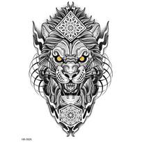 Wash Painting Style Men's Temporary Tattoos Instant Water Transfer Decals Tiger Lion Wolf Tattoo Stickers Waterproof DIY