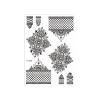 Water Transfer Decals Henna Tattoo Stickers Fake Instant Henna Temporary Tattoo Waterproof India Mehndi Flower Body Art Sticker