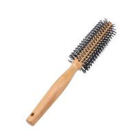Round Hair Brush Smoothing Hair Reduces Frizz Wooden Round Curling Roller Comb with Anti Static Handle for Men Women black