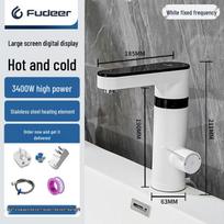 New Dual-Use Instant Heating White Bathroom Faucet with Digital Display Plug Version