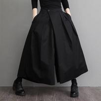 Madingos Hakama Kelnės Moterims Unisex Gatvės Stiliaus Plačios Kojos Samurajų Kelnės Tamsios Estetikos Sijonas Kelnės S juoda