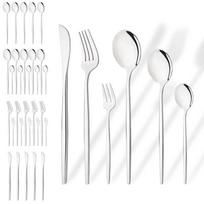 36Pcs Black Cutlery Set Stainless Steel Flatware Mirror Knife Cake Fork Tea Spoon Western Dinnerware Set Tableware Set