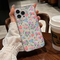 ins small floral application Apple 13pm mobile phone case iphone16 all-inclusive 17 transparent protective case 15pro girls iPhone17