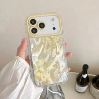 ins small fresh Korean floral application Apple 16/17Promax mobile phone case IP15 puff feather yarn 14 women 13 IPhone17ProMax