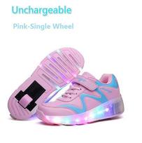 Dazzling Kids Led Roller Skates Shoes With Double Wheels For Sporty Adventures Pink (Single Wheel),EU43