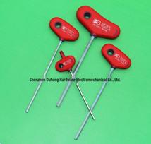 Šveicariškas PB SWISS TOOLS T formos rankenos šešiakampių raktų rinkinys 3, 4, 5, 6 mm 2.5mm - 100mm red