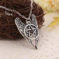 Supernatural karoliai Pentagram Pentacle Castiel Angel Wings Vintažiniai antikvariniai sidabro spalvos pakabukai Amuletai papuošalai vyrams