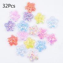 32 vnt. 32 mm Bling gėlė permatomo plastiko užpildo blizgučių aplikacijos, skirtos „pasidaryk pats“ pakabukų galvos apdangalams, plaukų segtukų dekoro priedams įvairiaspalvis