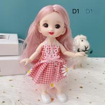 17 cm Mini kilnojamas lėlės mergaičių žaislas 3D didelėmis akimis BJD princesė pilna apranga Suknelių kolekcija Vaikų lėlės dovana B