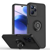 KEYSION madingas matinis dėklas, skirtas Realme C35, permatomas smūgiams atsparus žiedinis telefono stovas, galinis dangtelis, skirtas OPPO Realme 9 5G 9 Pro+ Plus for Realme C35 juoda