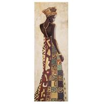 Afrikos juodaodė drobės tapyba Etninio meno plakatas svetainės dekoravimui Namų sienų dekoras Paveikslas 20X60cm Unframed beige