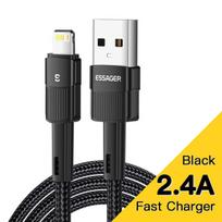 Essager USB laidas skirtas iPhone 14 13 12 11 Pro Xs Max X Xr 8 7 6 Greito įkrovimo duomenų linijos įkroviklis iPad mobiliojo telefono laidui 0.5m juoda