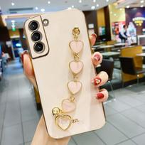 Fashion Plating Love Heart apyrankės grandinės dėklas, skirtas Samsung Galaxy S22 S21 S20 FE Plus Ultra 5g 2022 Band Cover On S 22 21 20 S10 NOTE 20 ULTRA
