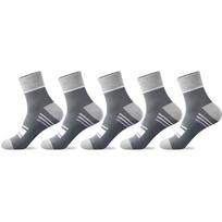5/10 porų vyriškų sportinių kojinių iki vidurio blauzdos dryžuotos kvėpuojančios medvilninės kojinės laisvalaikio kojinių partija 5 Pairs pilka