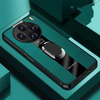 Žiedo laikiklis Plexiglass Odinis dėklas Vivo X100 Pro Galinis dangtelis Smūgiams atsparus silikono apsauginis telefono dėklas skirtas Vivo X 100 X100Pro X90 X90Pro Plus For Vivo X90S žalia
