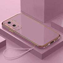 Dėklas Honor 90 Lite telefonui Honor 90 Lite prabangus kvadratinis dengtas telefono dėklas CRT-NX1 atsparus smūgiams minkštas TPU silikoninis galinis dangtelis Honor 90 Lite&Case & Strap šviesiai violetinė spalva