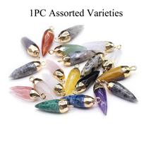 1 vnt. rankomis išraižytas kulkos formos akmeninis pakabukas, natūralaus akmens krištoliniai pakabukai „pasidaryk pats“ vėriniui, papuošalų aksesuarai 27x8 mm Assorted varieties/27x8mm gray