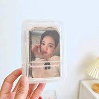 Plastikinis „Kpop“ nuotraukų kortelių laikiklis juodai baltas 3 colių „Idol“ nuotraukų kortelės apsauginė laikymo dėžutė darbalaukis balta plastikinė laikymo dėžutė „Idol“ balta
