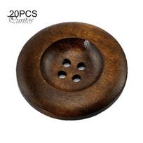20 vnt. 35 mm apvalūs mediniai sagos su 4 skylutėmis, skirtos „pasidaryk pats“ siuvimui, mezgimui, drabužių dekoravimui 20Pcs