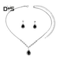 1 Set Women Jewelry Set Rhinestone Necklace Earrings Prom Wedding Party Bride Water Drop Dangle Earrings Formal Occasions Neck Jewelry juoda