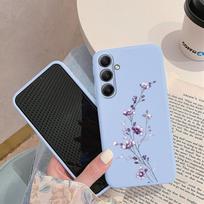 Gėlių rašto minkštas silikoninis dėklas, skirtas Samsung A55 M35 S24 Xiaomi Redmi Note 13 Pro 13C iPhone Huawei Honor Realme fotoaparato apsauginis dangtelis Samsung Galaxy S9 Plus mėlyna