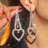 Multi-Option White Diamond Earrings Luxury Temperament Shiny Rhinestone Long Earrings Fashionable And Versatile Earrings brown
