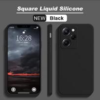 Kvadratinis skysto silikono dėklas Xiaomi Poco X5 Pocox5 Poco X5pro X 5 Pro 5G atsparus smūgiams dangtelis Poco X5 Pro telefono dėklui POCO X5 PRO 5G juoda