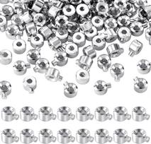 20/50/100 vnt žalvariniai gofruoti karoliukai 2 spalvų 3,5x4,5 mm karoliukai Ilgaamžiai padengti gofruoti vamzdeliai Kolonėlės karoliukai dangteliai Metaliniai laido galų dangteliai Priedai 20pcs pilka