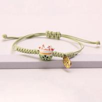 Rankomis austos keraminės Lucky Cat apyrankės pora Moterims Mama Dovana green
