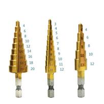 Mažas 3 dalių metrinis šešiakampis pagodos žingsninis grąžtų rinkinys metalui Set of 3: 4-20, 4-12, 3-12, hex plastic bag