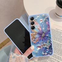 Butterfly Stars dėklas, skirtas iPhone Samsung A55 S24 FE S25 M35 A06 Xiaomi Redmi Note 13 Pro 14C Huawei Honor 200 smūgiams atsparus matinis telefono dangtelis Samsung Galaxy A71 4G mėlyna