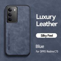Dėklas For OPPO Realme C75 4G Dėklas Automobilio Magnetinis Laikiklis Odinis Telefono Dangtelis For Realmi C75 C 75 RealmeC75 75C Minkšto Silikono Coque For Realme C75 (4G) mėlyna