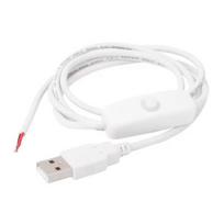 1M USB maitinimo laidas su įjungimo/išjungimo jungikliu, 2 kontaktų, „pasidaryk pats“ įkrovimo laidas LED juostoms, elektronikai, vyriškas USB 2.0 Type A jungtis balta