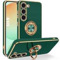 Case - BOOLING - for Samsung Galaxy S24 FE - Silicone - Night Green - Anti-Scratch with Stand Ring žalia
